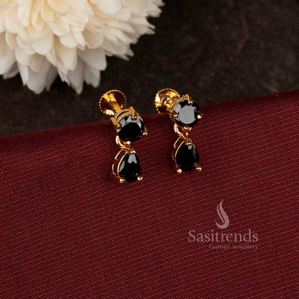 Sasitrends double stone drop earrings minimal elegant design  