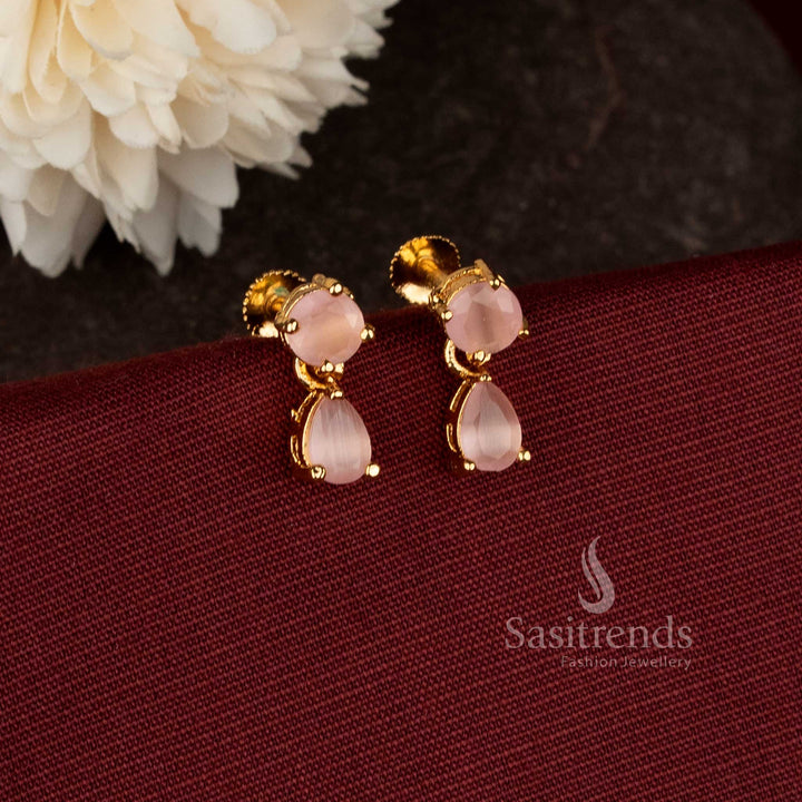 Sasitrends double stone drop earrings minimal elegant design  