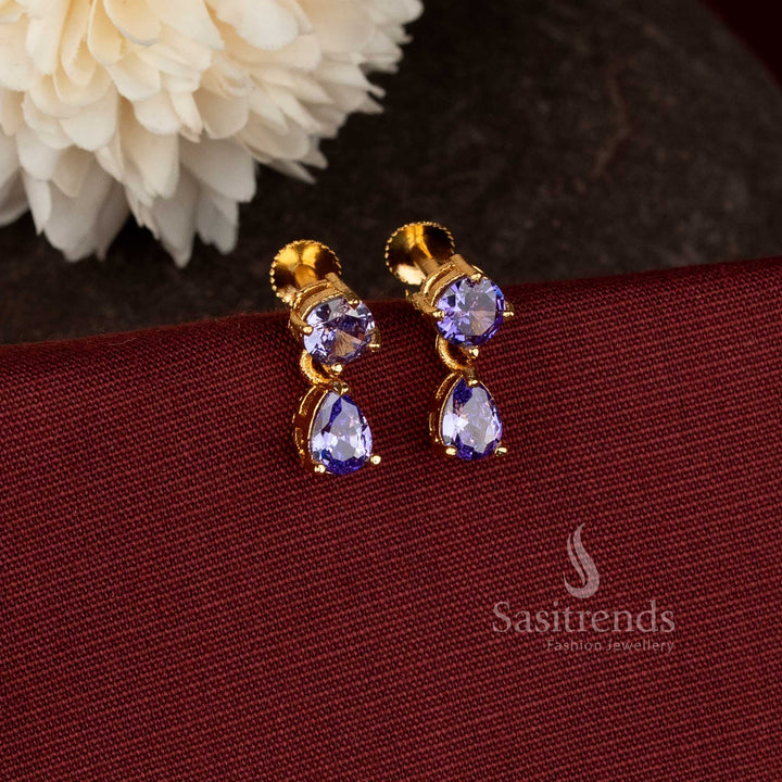 1 gram gold look simple drop earrings for daily and office wear  