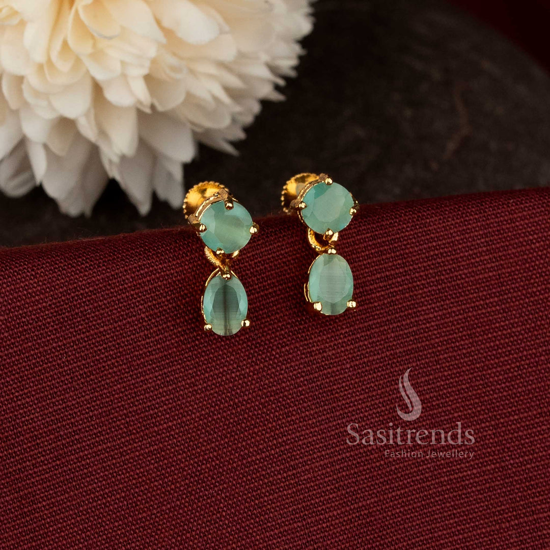 Sasitrends double stone drop earrings minimal elegant design 