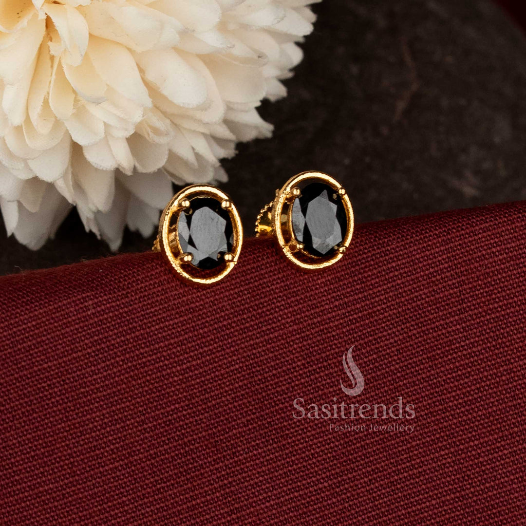 Sasitrends oval stone stud earrings elegant minimal daily wear design 