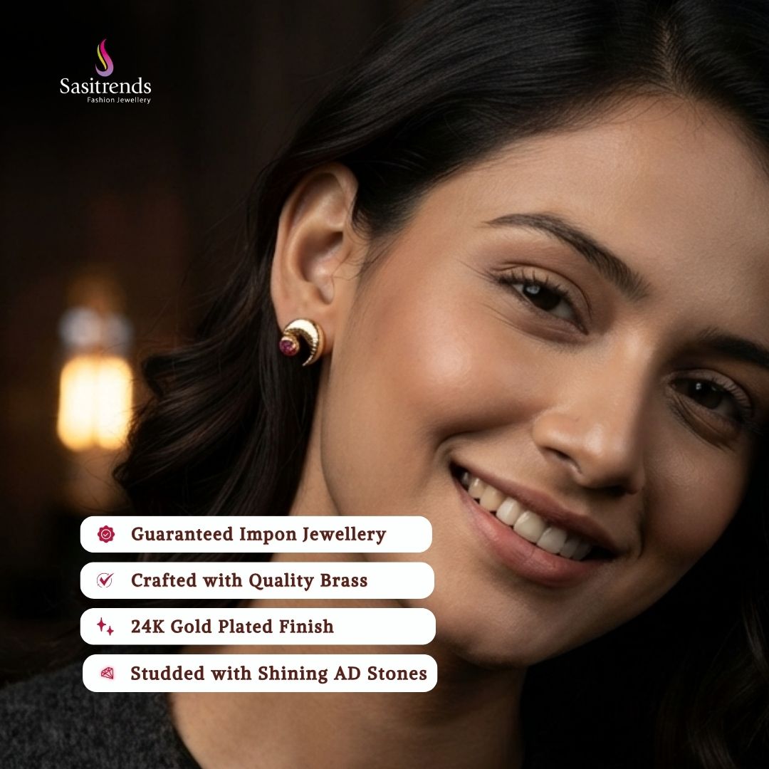 Guaranteed impon micro gold plated AD stone earrings - Sasitrends