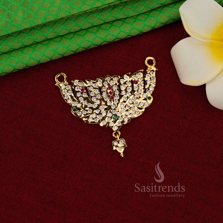 Colorful glow impon micro gold plated AD stone lotus pavé necklace multi perfect for bridal sarees and cultural celebrations – Sasitrends