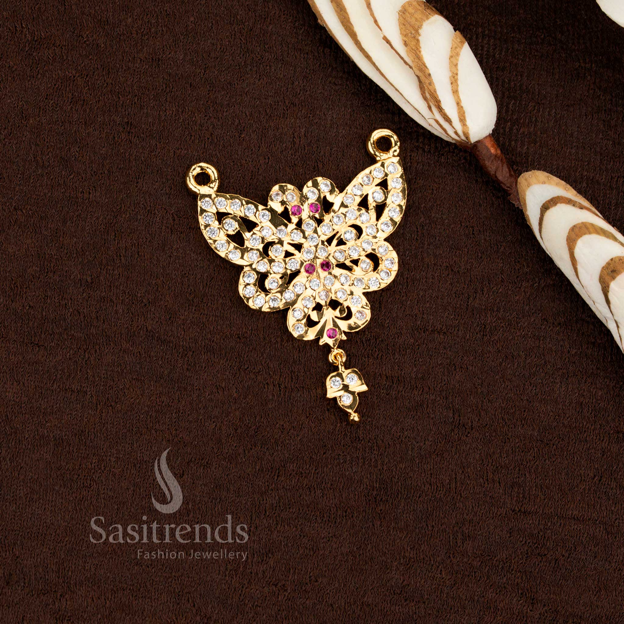 Traditional Impon micro gold plated AD butterfly pendant - Sasitrends