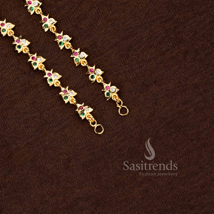 Traditional Impon Gati Micro Gold Plated Tri-Leaf Bud Motif Matil – Guaranteed Jewellery look like real gold - Sasitrends