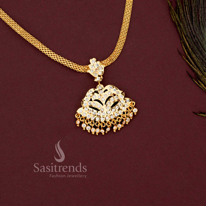 Elegant Guaranteed Impon Micro Gold Plated Shantam Addigai Necklace with Different design for Festive Wear - Sasitrends