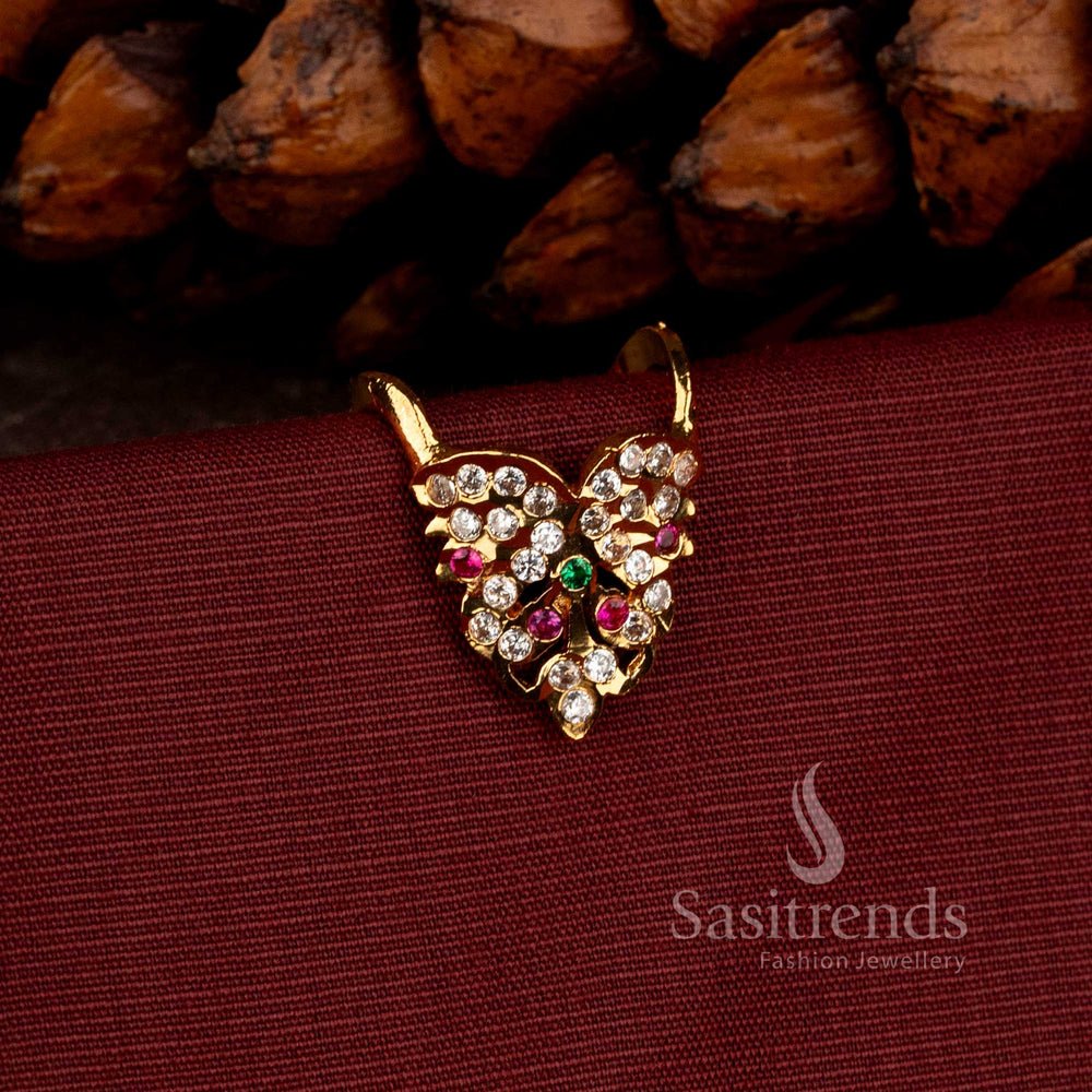 Impon Micro Gold Plated Gati Ring with Adjustable Band and AD Stone Detailing - Sasitrends