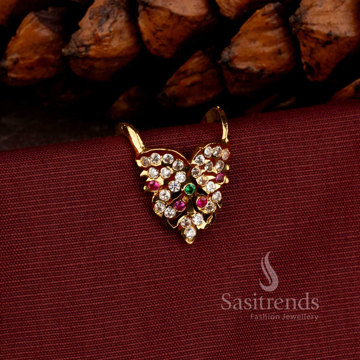 Impon Micro Gold Plated Gati Ring with Adjustable Band and AD Stone Detailing - Sasitrends