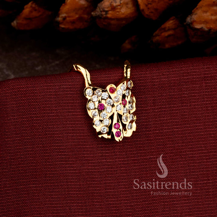 Impon Micro Gold Plated AD Stone Drop Earrings for South Indian Festive Wear - Sasitrends