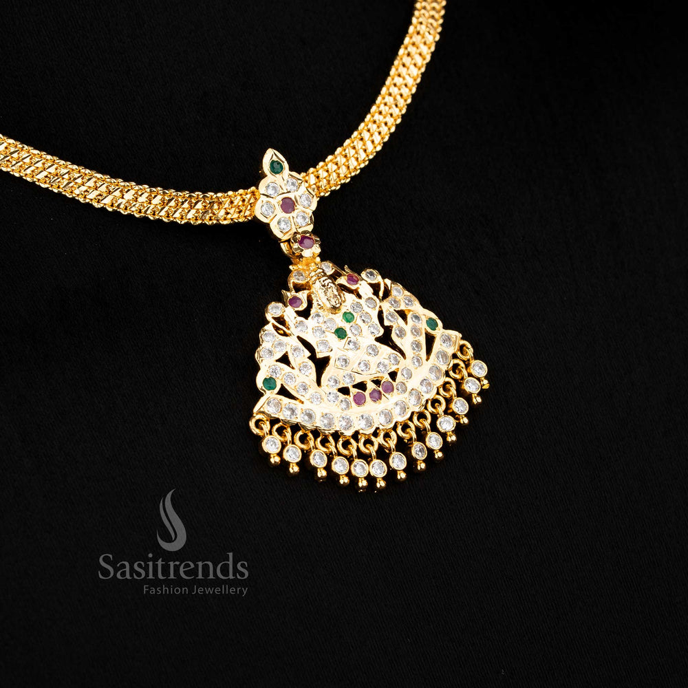 Sasitrends one gram jewellery look attigai necklace with temple elements and detailed carved design  