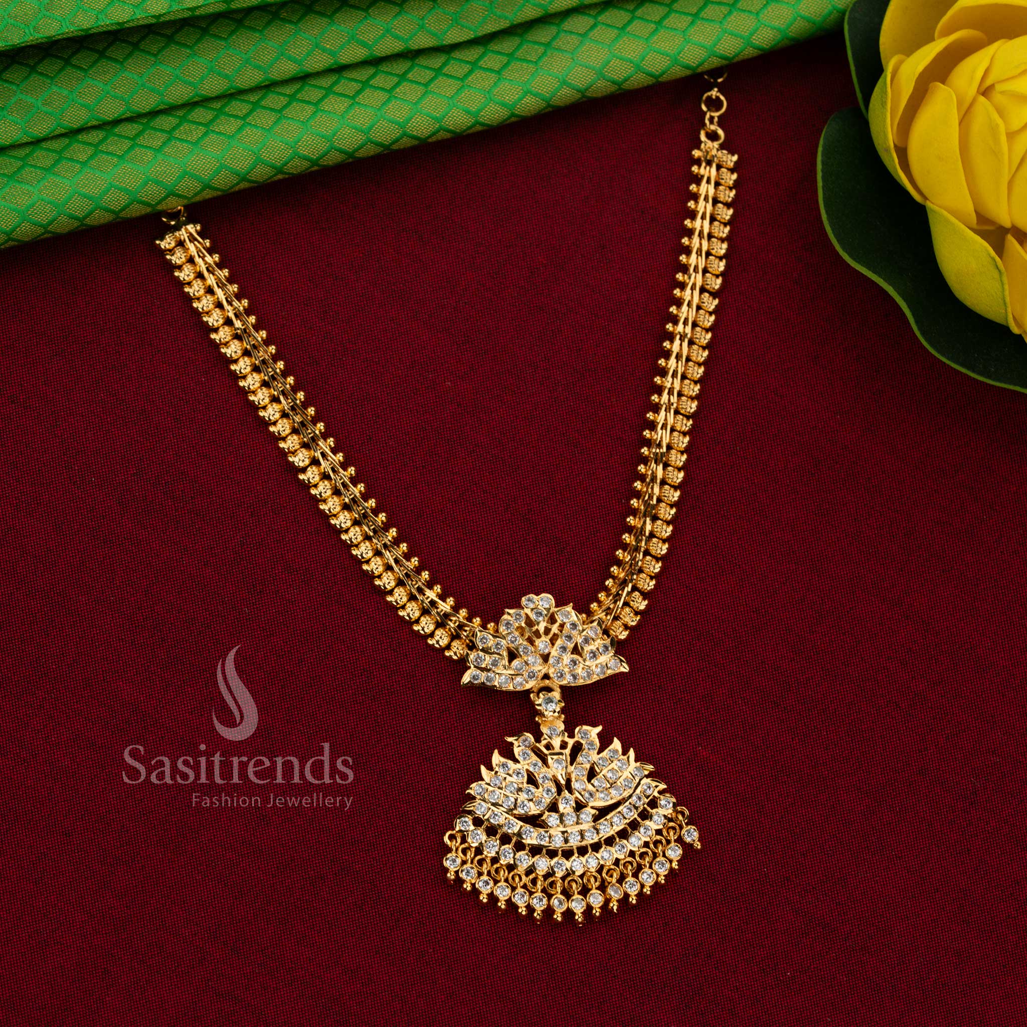  Traditional Impon Attigai Annapakshi Swan Muvvala chain haaram - sasitrends