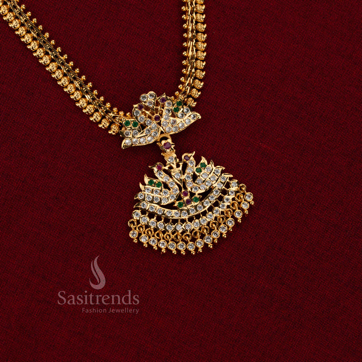 One gram jewellery style swan Muvvala haaram with golden beads - Sasitrends