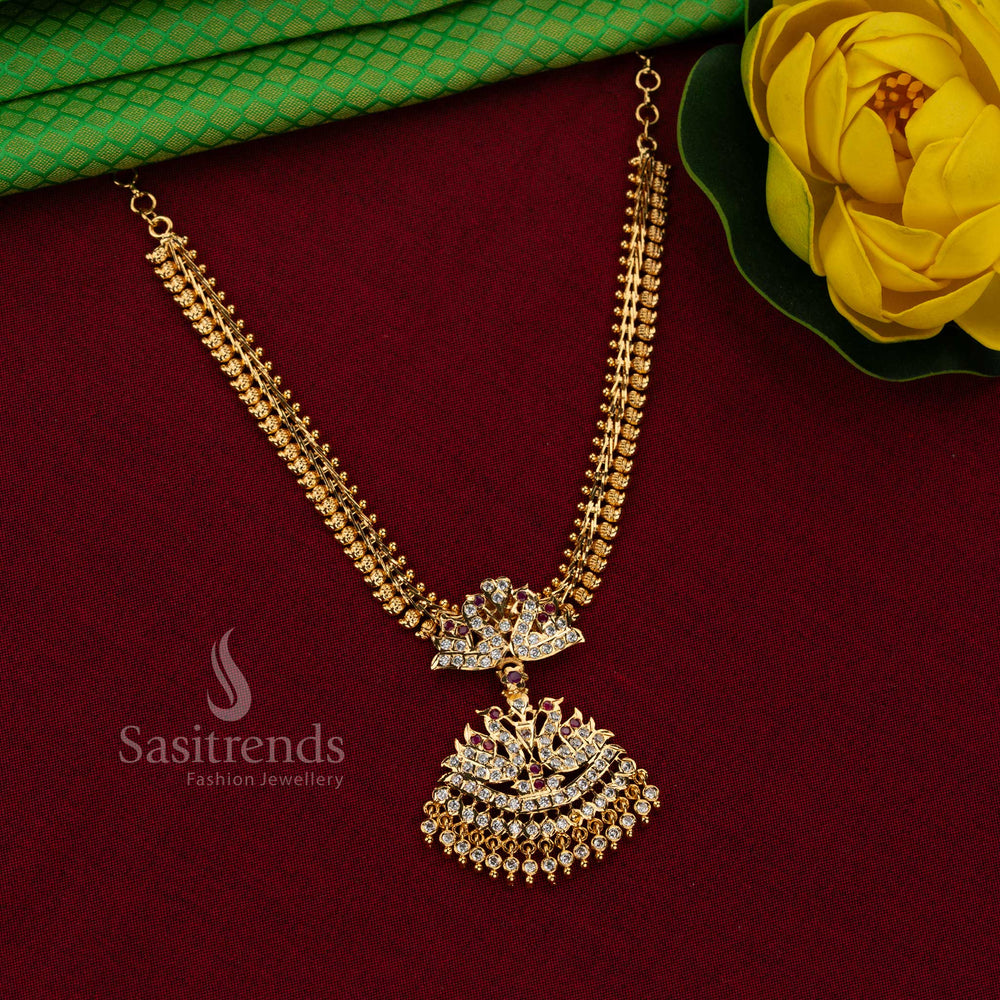 One gram jewellery style swan Muvvala haaram with golden beads