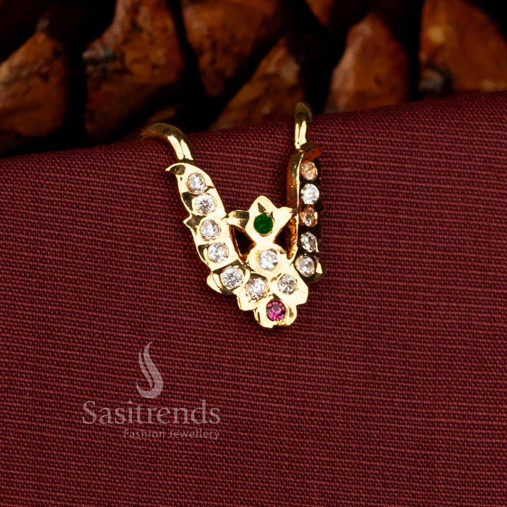 Majestic bridal ring in multicolour with dual curve V heart design, shimmering AD stones, and elegant gold appearance – Sasitrends