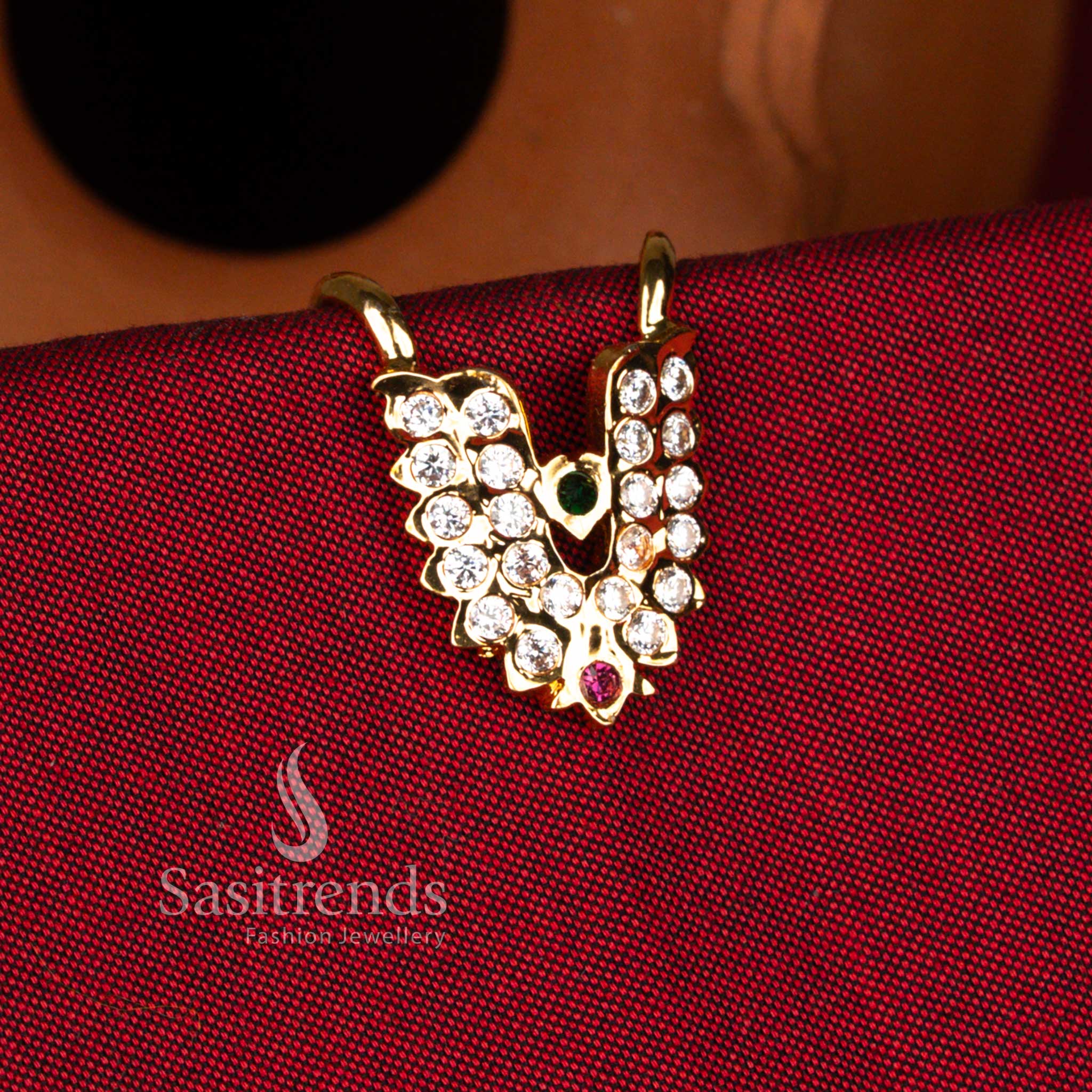 Impon Gati twin V heart AD stone ring in guaranteed micro gold plating - Sasitrends