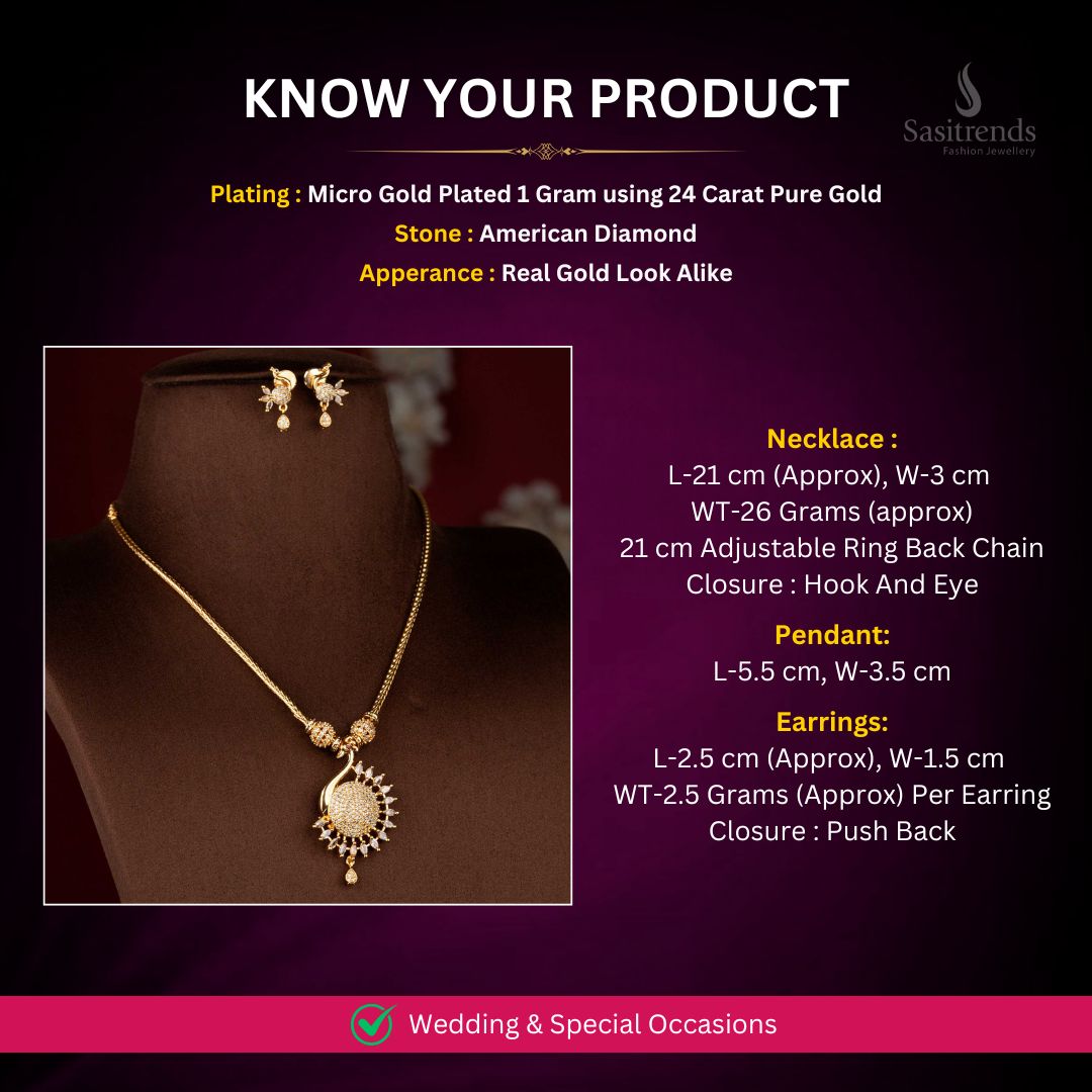 Micro Gold Plated Necklace Set Measurement Image - Sasitrends