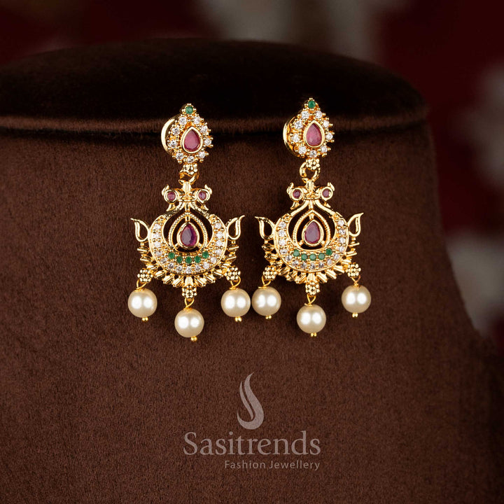 Rhythmic impon earrings in multicolour inspired by peacock grace, pear glow and pearls – Sasitrends