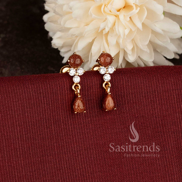 Micro gold plated american diamond teardrop earrings for women - Sasitrends