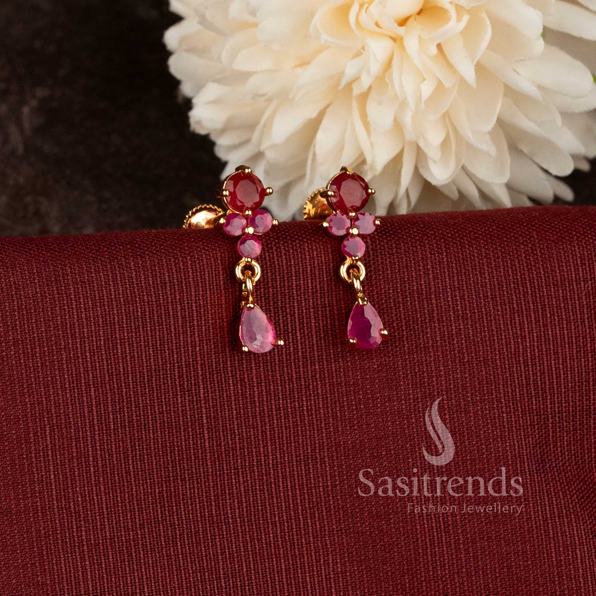 Luminous micro gold plated american diamond teardrop earrings for women - Sasitrends