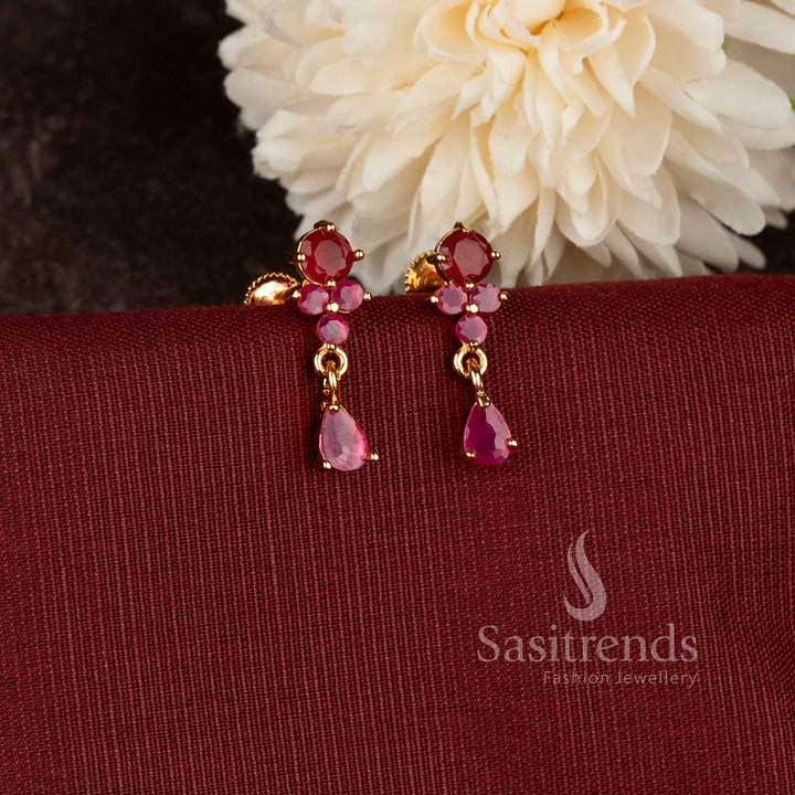 Luminous micro gold plated american diamond teardrop earrings for women - Sasitrends