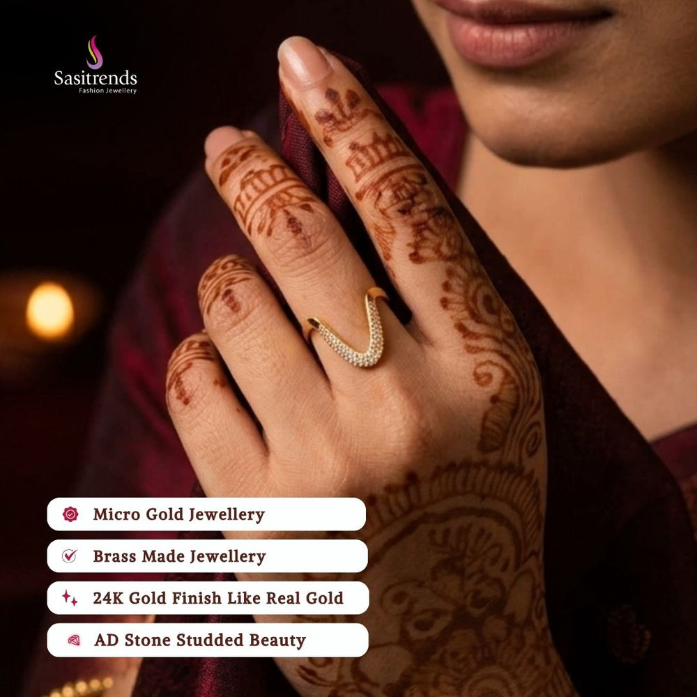 Guaranteed Micro gold plated AD stone ring model image - Sasitrends