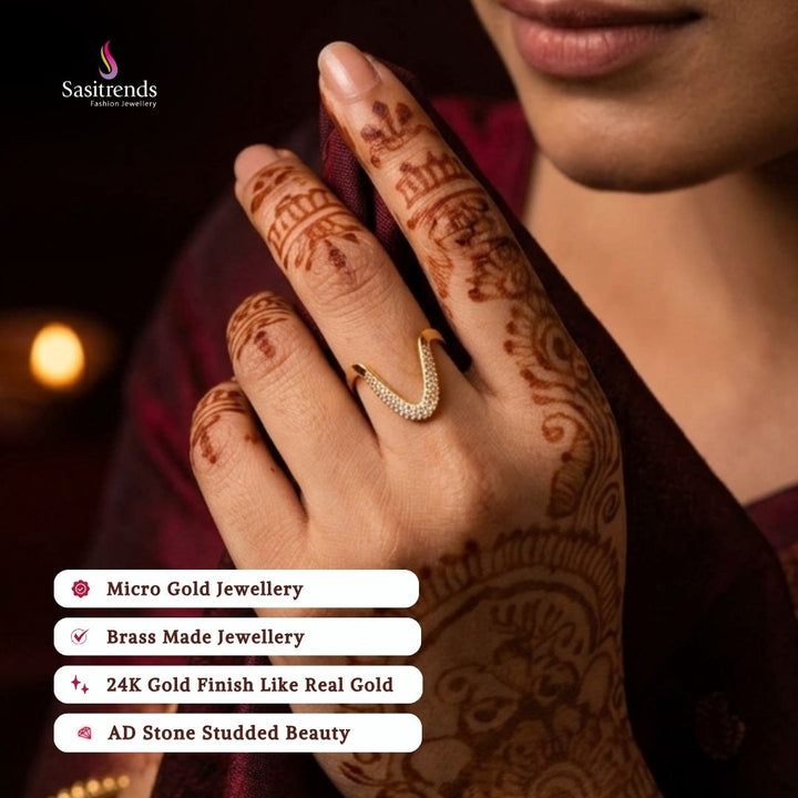 Guaranteed Micro gold plated AD stone ring model image - Sasitrends