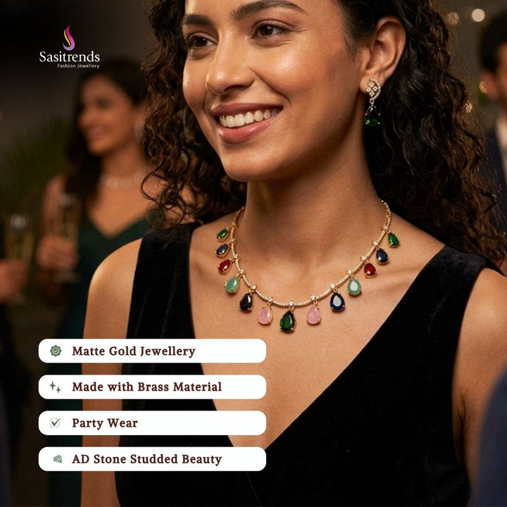 Stunning matte gold plated necklace set model image - Sasitrends