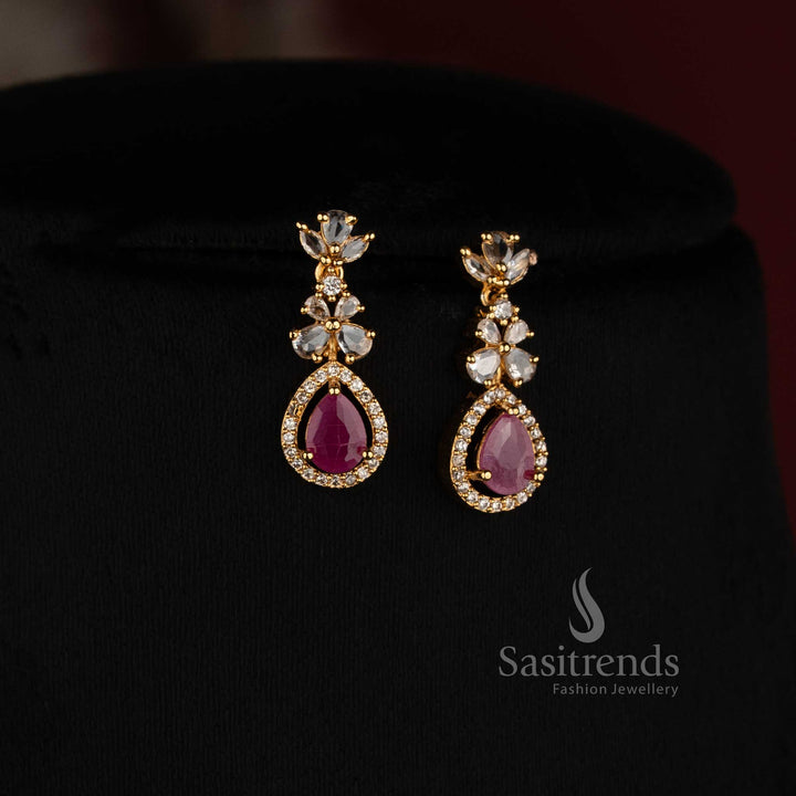 Elegant Double Layer American Diamond Necklace Set for Weddings, Receptions and Festive Celebrations - Sasitrends