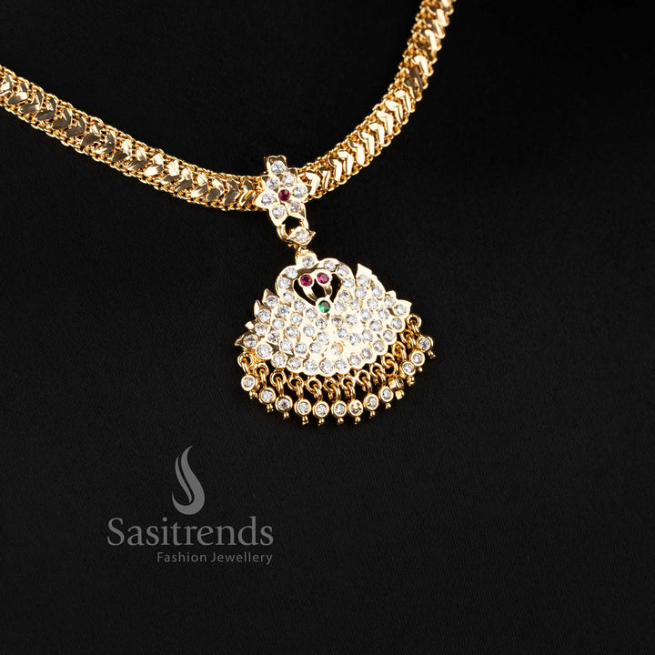 Designer micro gold plated necklace showcasing classic attigai craftsmanship and swan pendant - Sasitrend