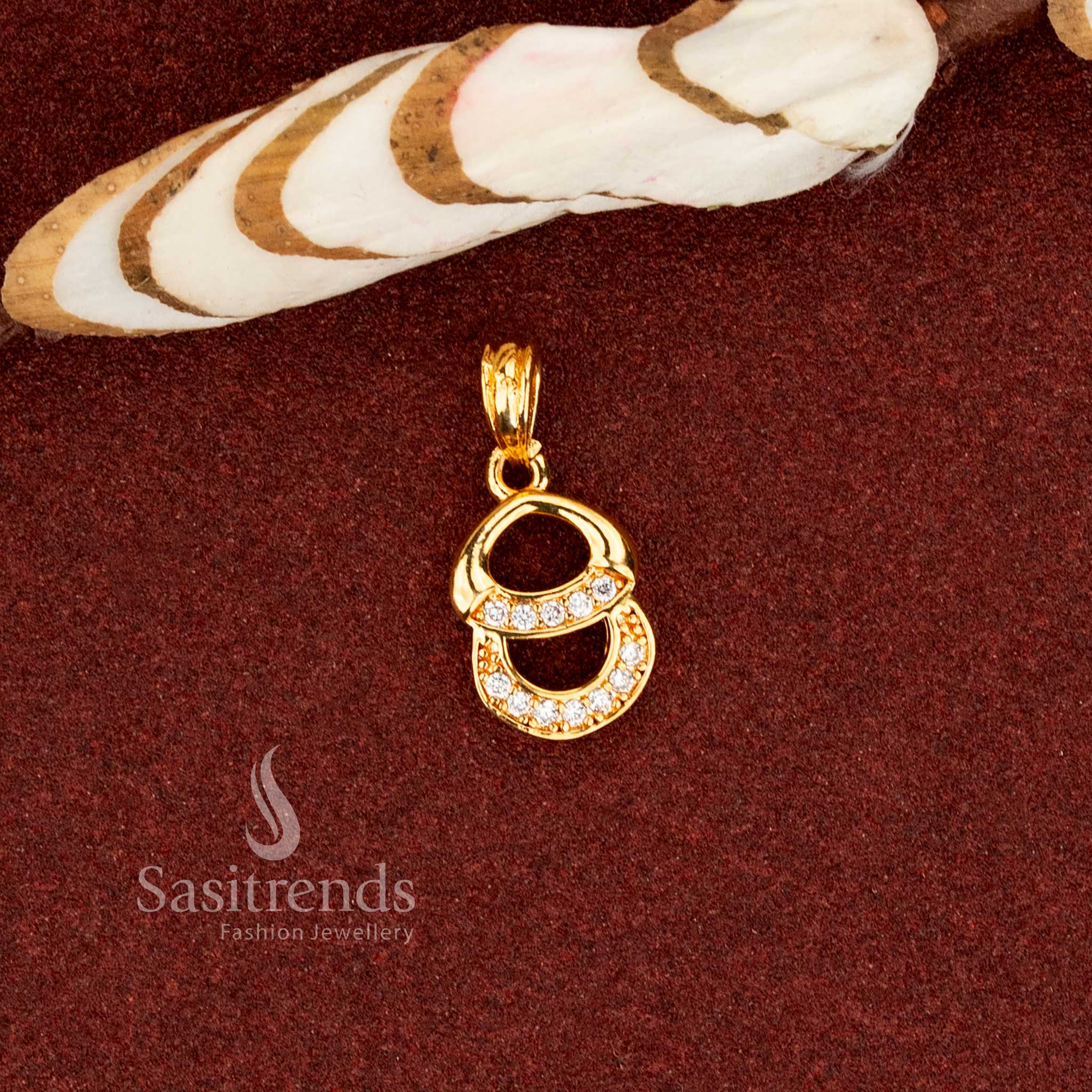 Grace micro gold plated American diamond trendy encircled love pendant suitable for office styling – Sasitrends