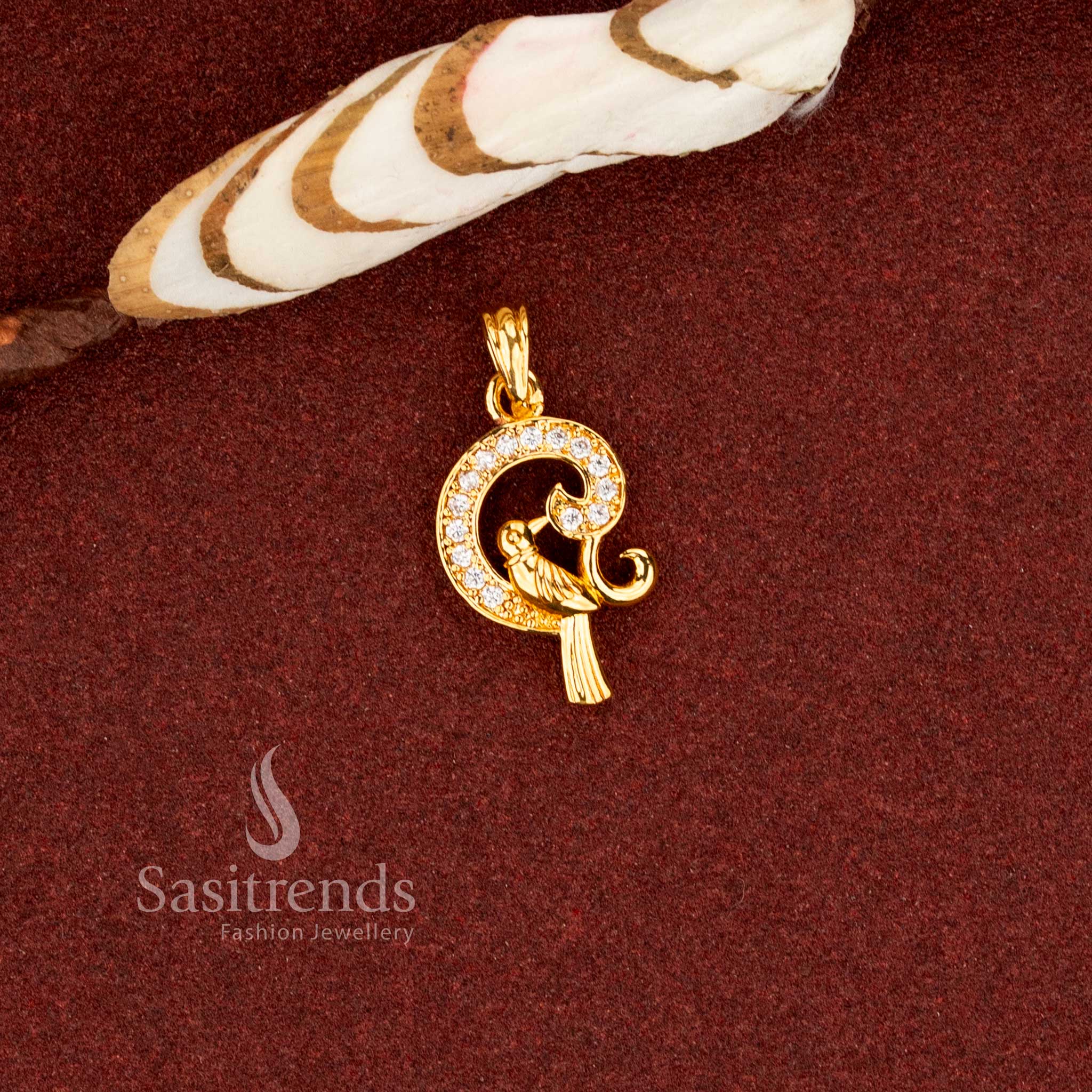 Modern micro gold plated American diamond sparrow pendant crafted for casual and festive occasions – Sasitrends