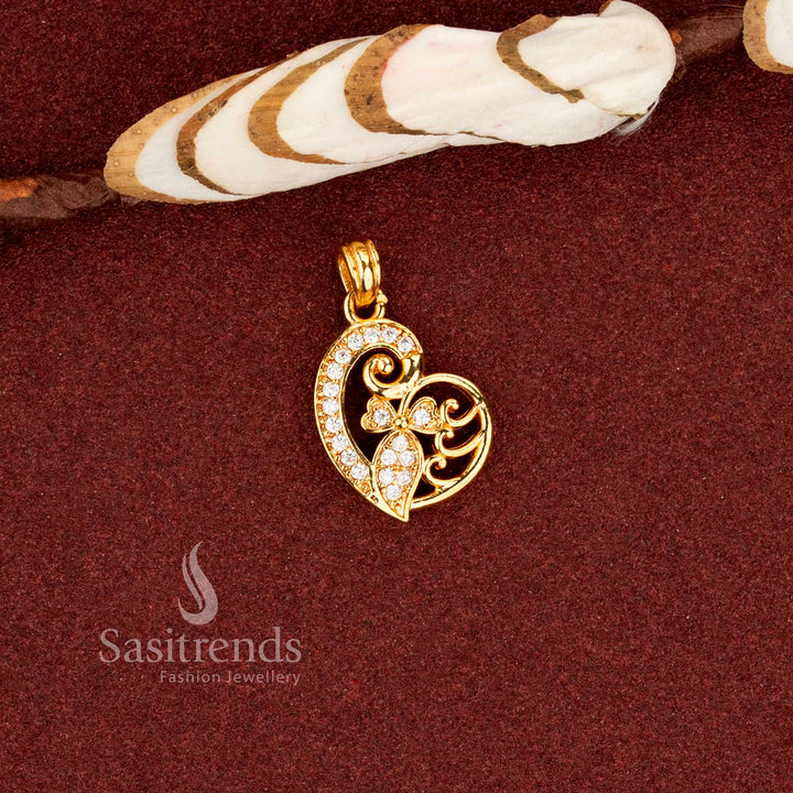 Soft micro gold plated American diamond trendy heart floral pendant suitable for festive styling – Sasitrends