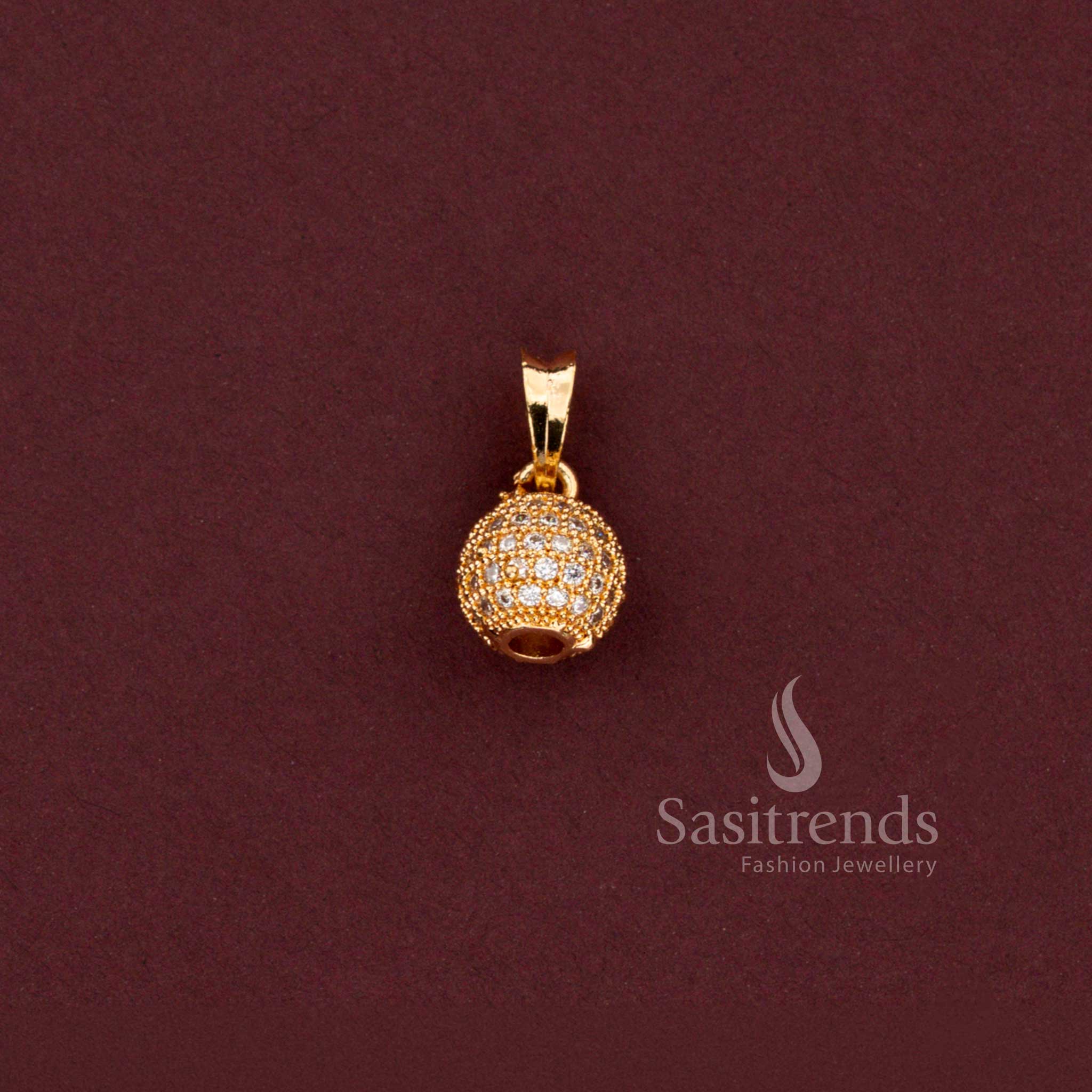 Micro Gold Plated Starlight AD Pendant with Shimmering American Diamond Stones for Traditional and Festive Wear - Sasitrends