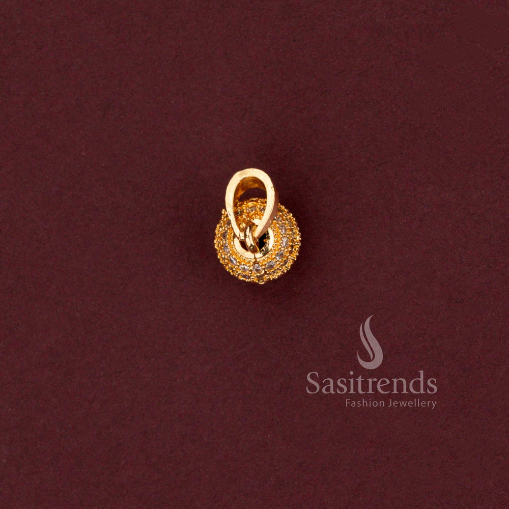 Micro Gold Plated American Diamond Pendant with Sparkling Stone Studded Sphere Design and Real Gold Look Finish - Sasitrends