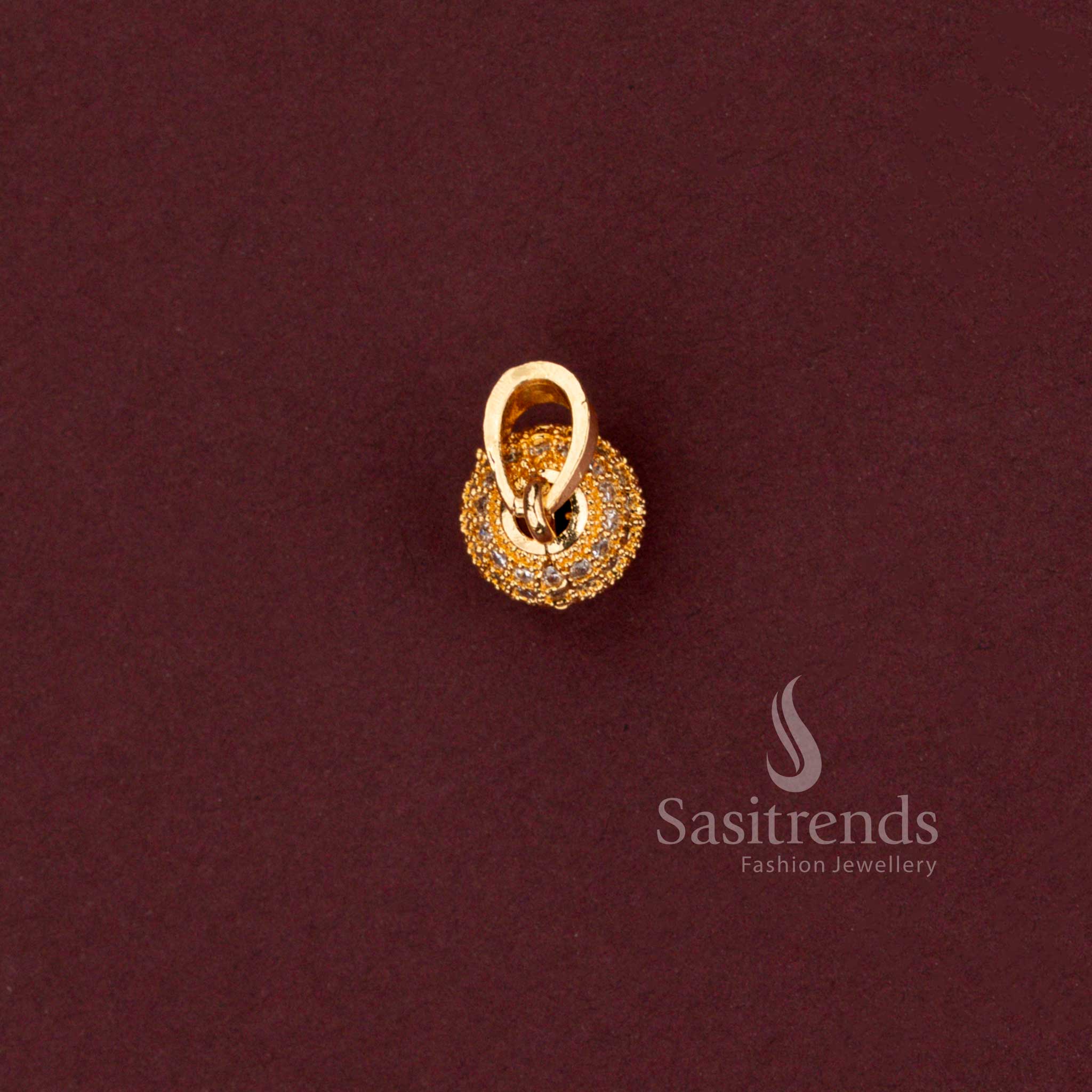 Micro Gold Plated American Diamond Pendant with Sparkling Stone Studded Sphere Design and Real Gold Look Finish - Sasitrends
