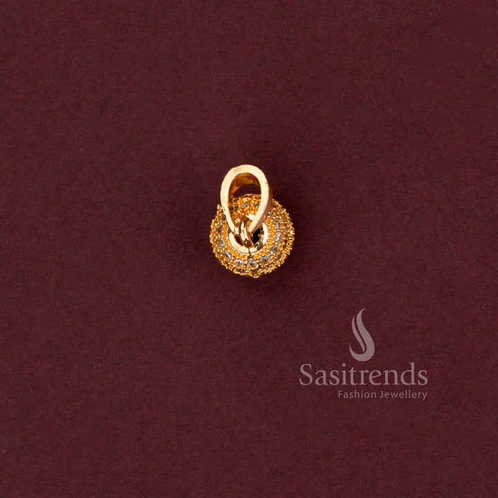Micro Gold Plated American Diamond Pendant with Sparkling Stone Studded Sphere Design and Real Gold Look Finish - Sasitrends