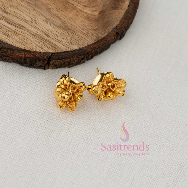 Trendy Gold Plated Designer Ball Cluster Stud Earrings for Girls | Beaded Dome Fashion Jewellery Party Wear Earrings