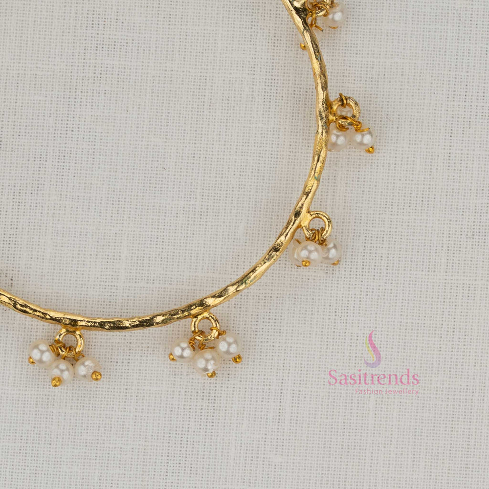 Sasitrends girls gold plated open bangle bracelet with balanced charm detailing for festive and special occasions
