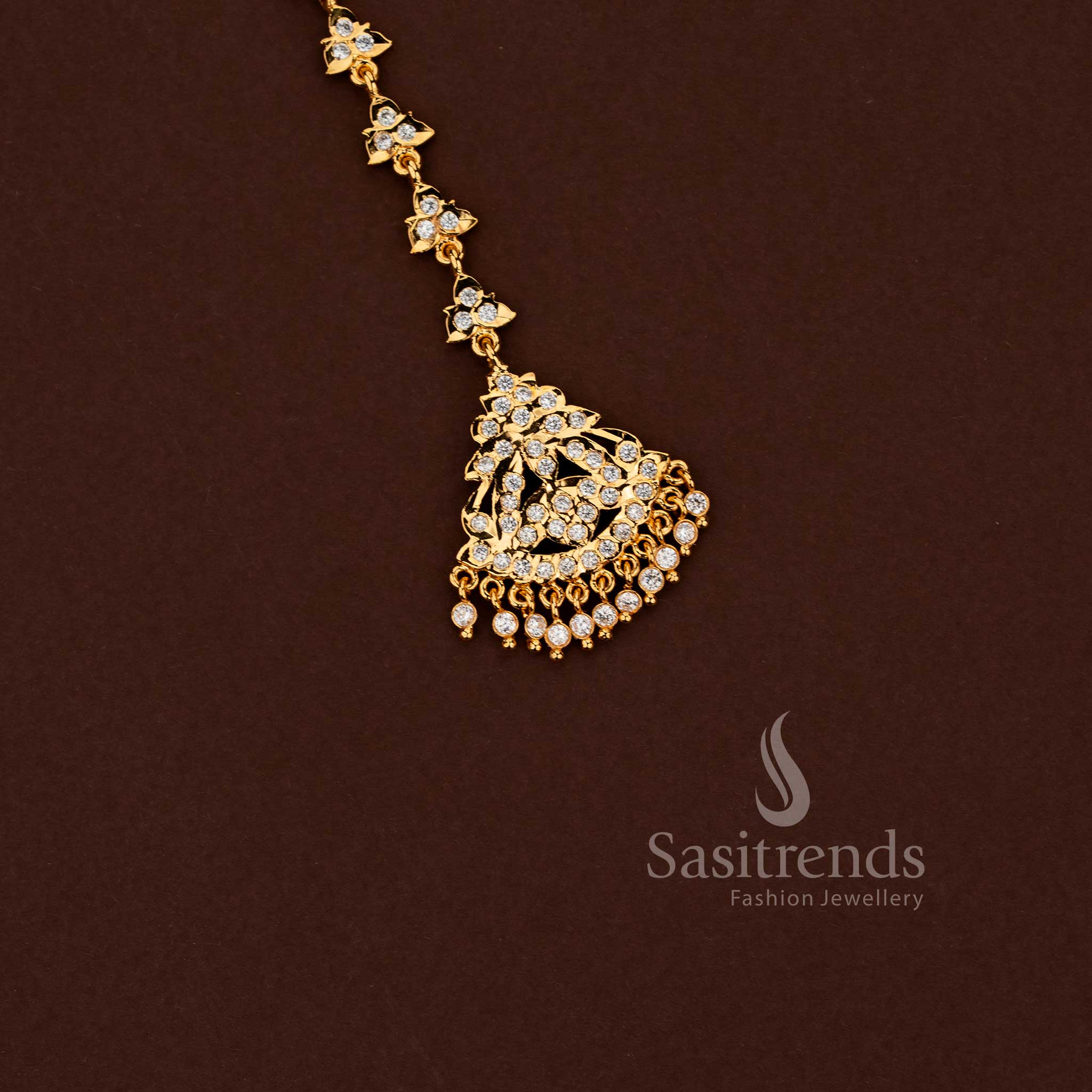 Sasitrends Impon Gati Micro Gold Plated Maang Tikka Collection elegant wedding forehead ornament
