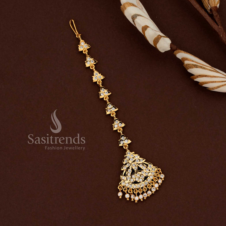 Sasitrends Impon Gati Micro Gold Plated Maang Tikka Collection elegant wedding forehead ornament
