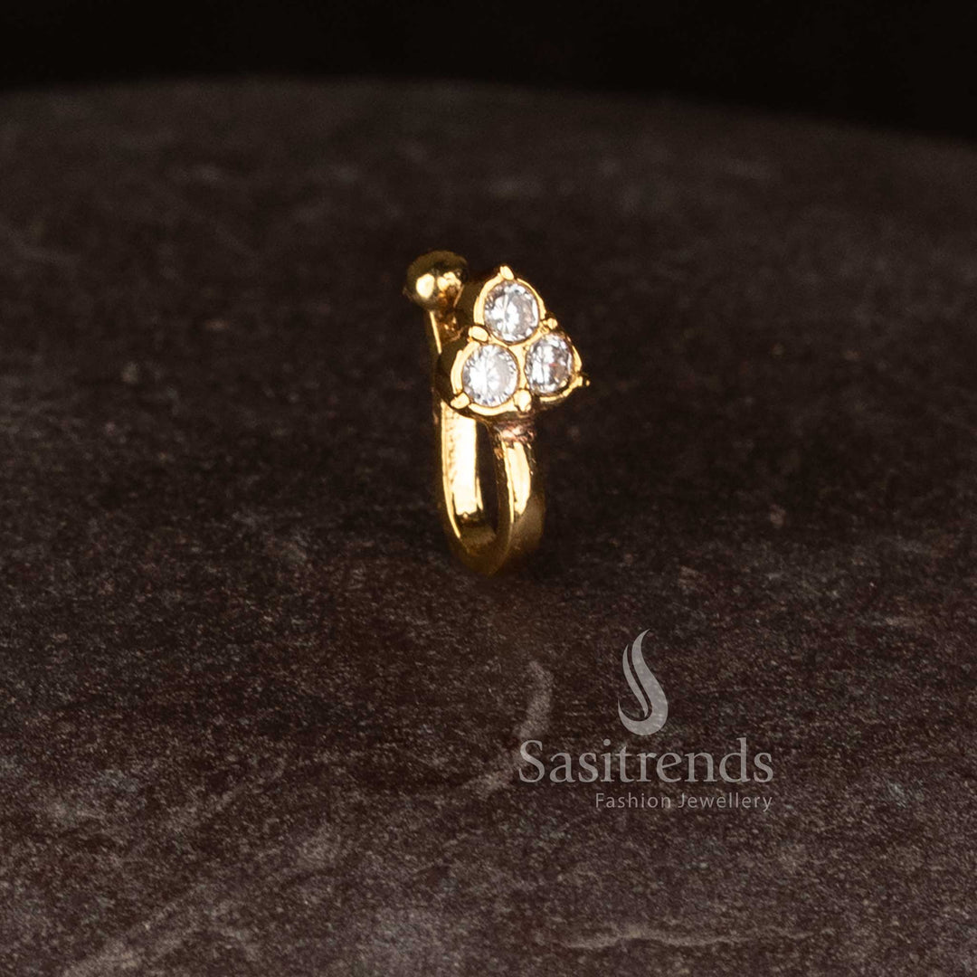 Sasitrends designer micro gold nosepin with central cluster structure and split top band detail