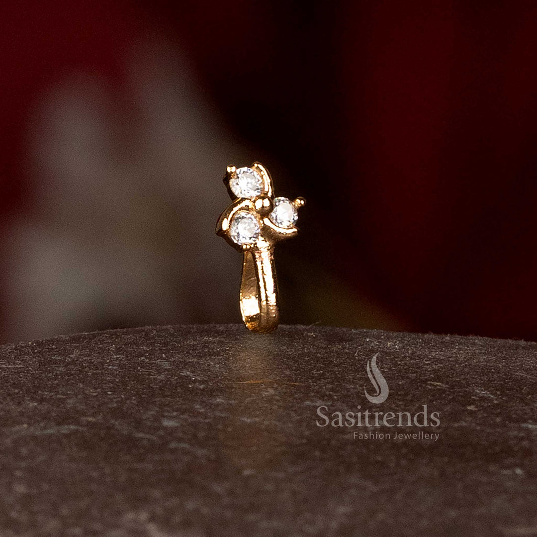 Impon gold look three stone nosepin for wedding festive and everyday wear - Sasitrends