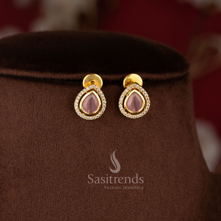 Royal Pearl Peacock Dual Layer Matte Gold Chain Necklace Jewellery Set with AD Stones, pearl drops, and elegant traditional pendant design - Sasitrends