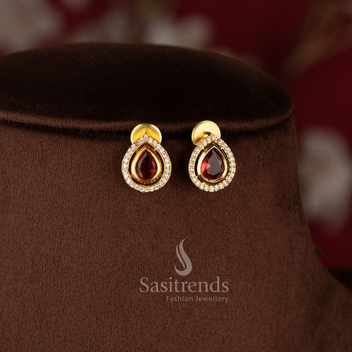 Royal Pearl Peacock Dual Layer Matte Gold Chain Necklace Jewellery Set with AD Stones, pearl drops, and elegant traditional pendant design - Sasitrends
