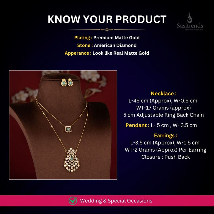 Matte Gold Plated Necklace set - Sasitrends