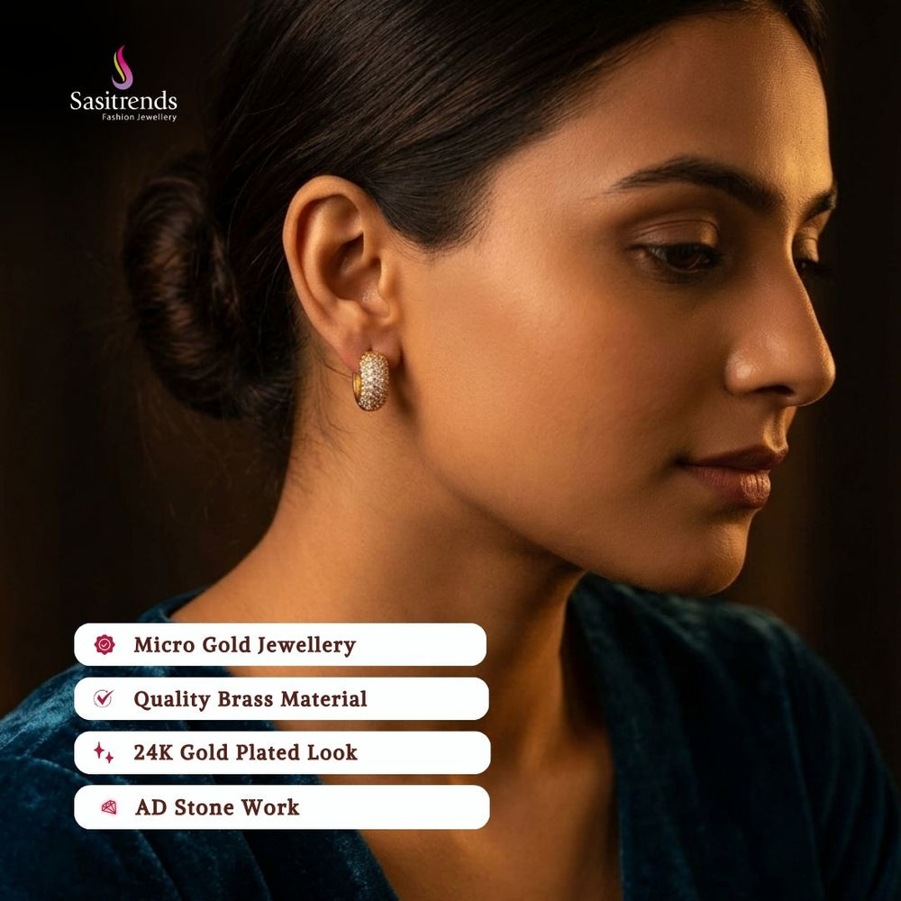 Guaranteed Micro gold plated AD stone earrigs model image - Sasitrends