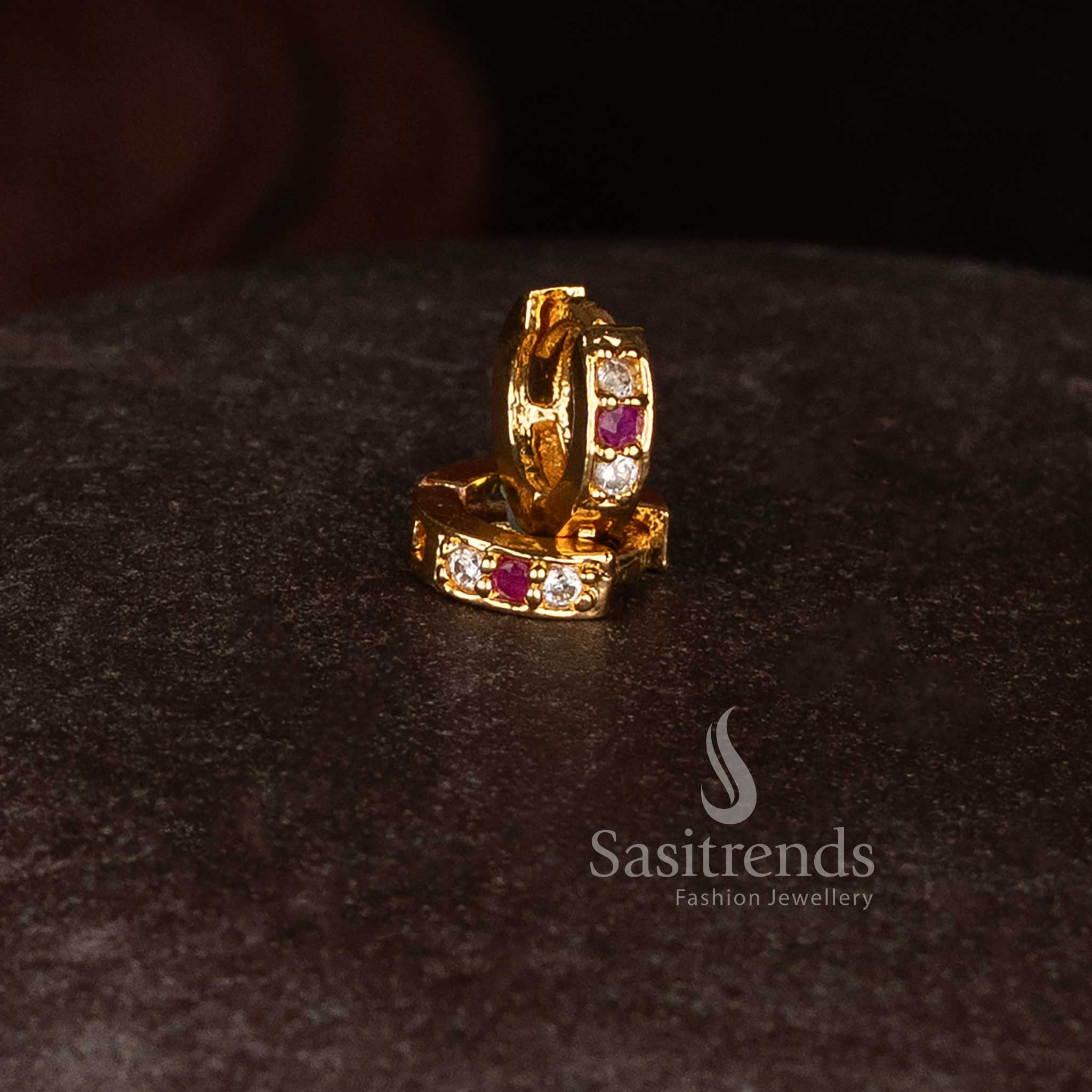 Sasitrends micro gold plated everyday stud earrings with subtle sparkle and classic styling