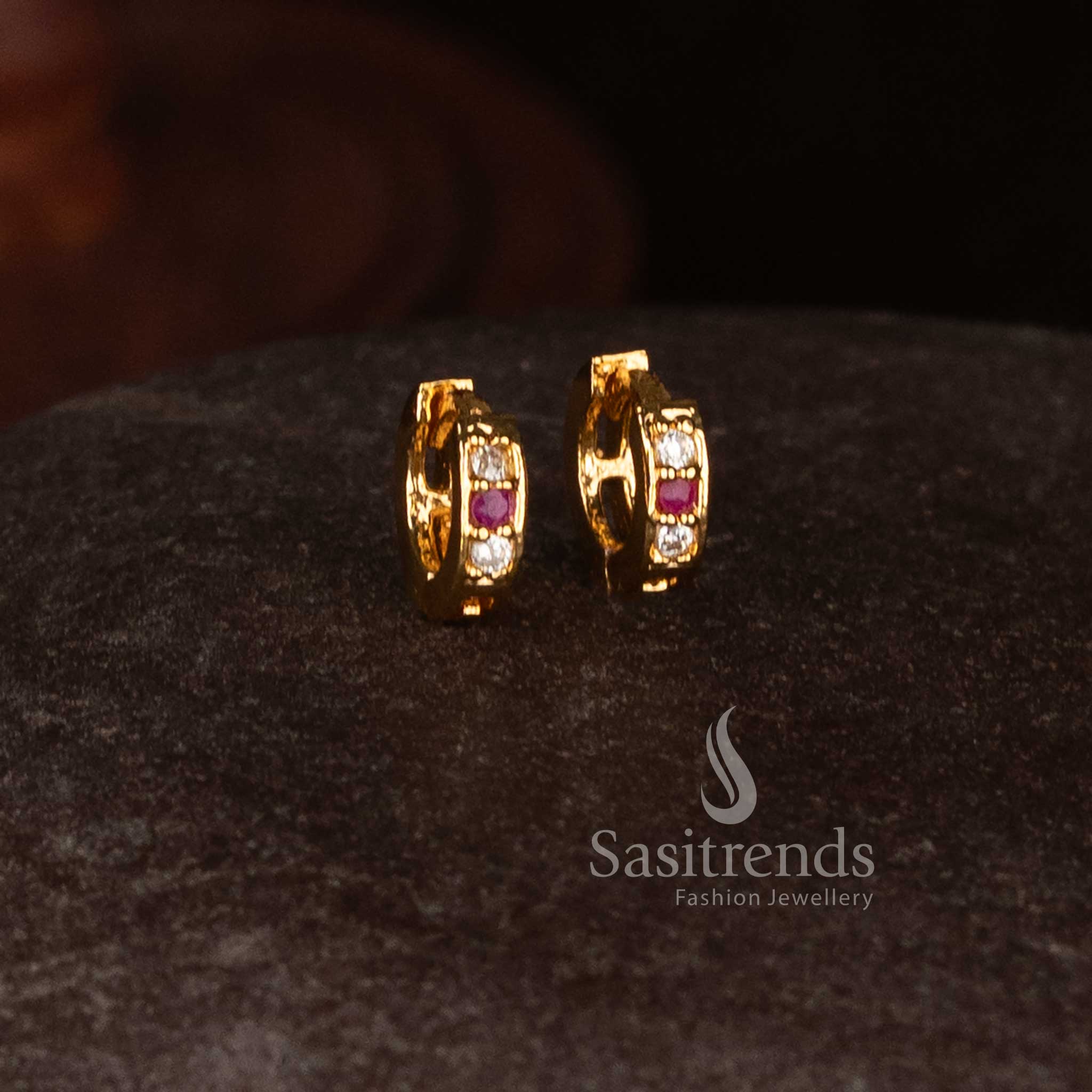 Sasitrends micro gold plated everyday stud earrings with subtle sparkle and classic styling