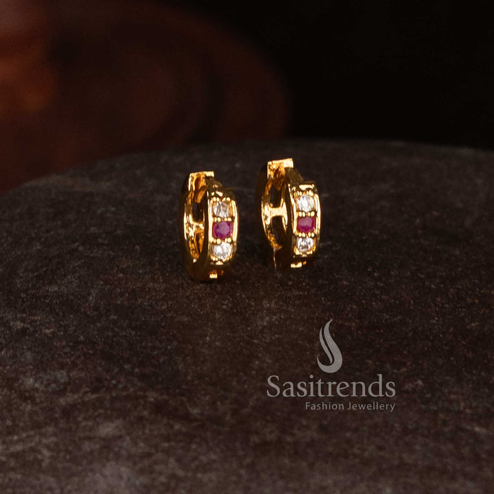 Sasitrends micro gold plated everyday stud earrings with subtle sparkle and classic styling