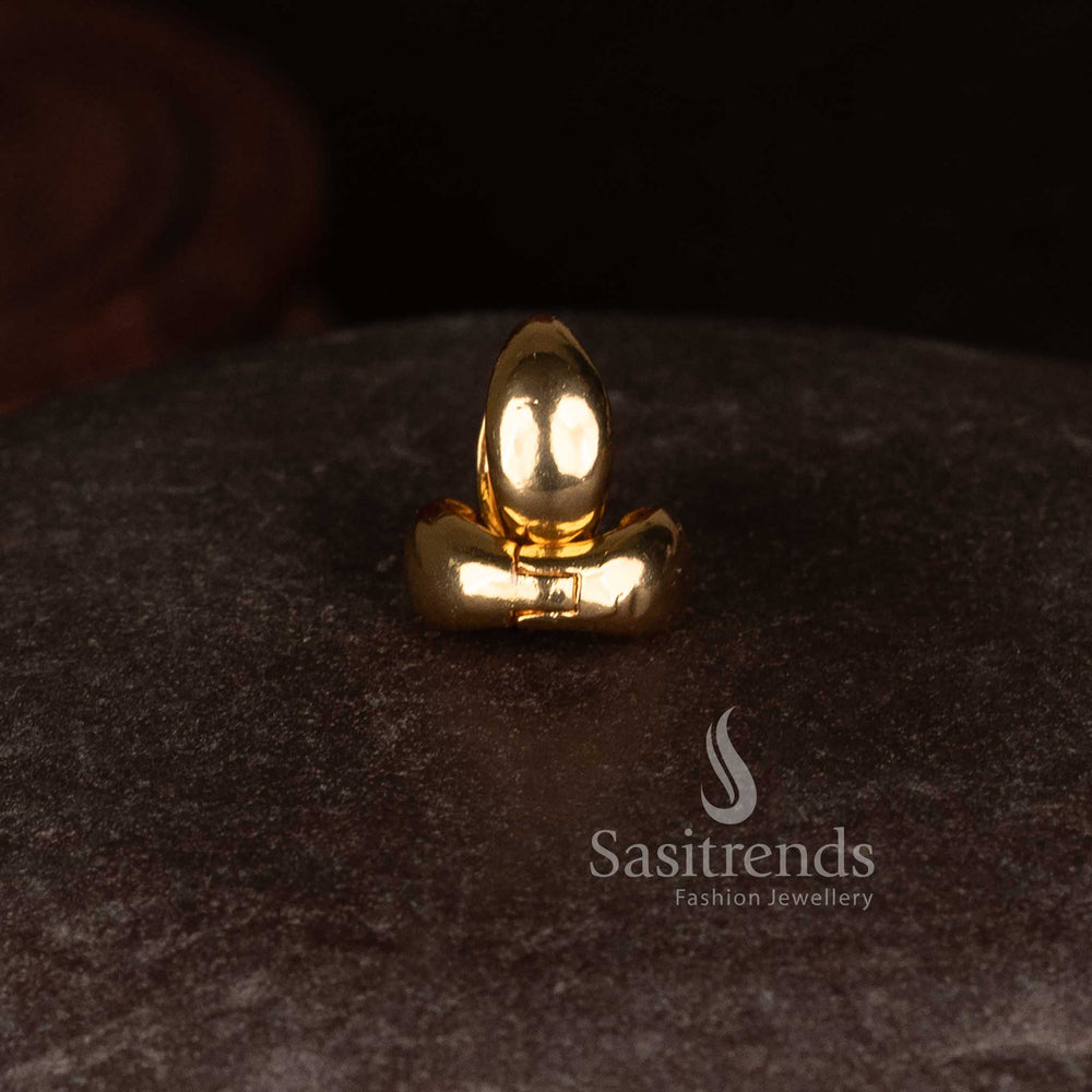 Sasitrends elegant plain gold style oval dome earrings designed with smooth rounded surface and clean form  